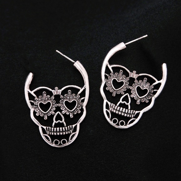 GlitzBlitz Boutique Jewelry - Any 2/$20! Silver Sugar Skull/Day of Dead Earrings